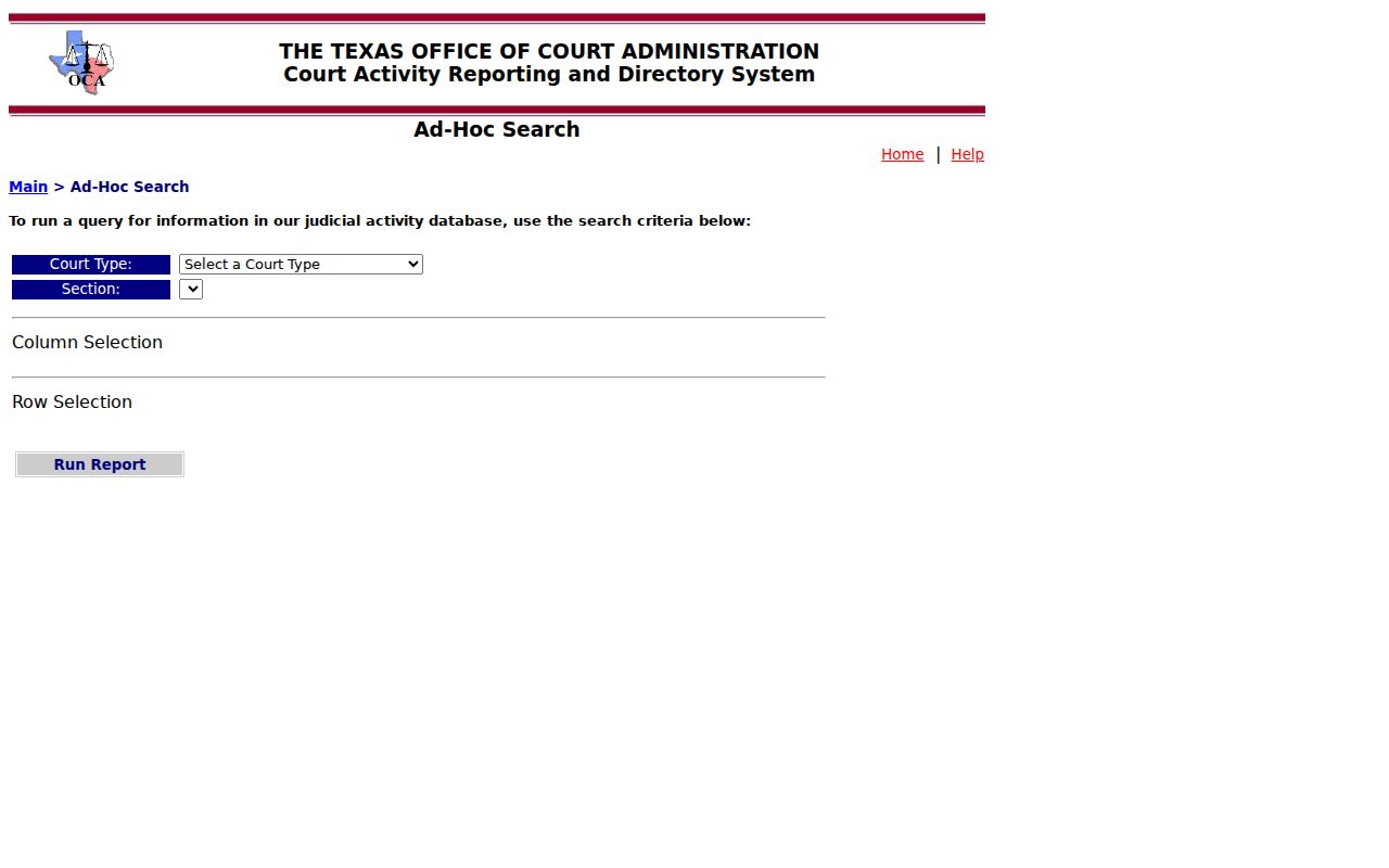 Mitchell County court case records OCA statistics filters