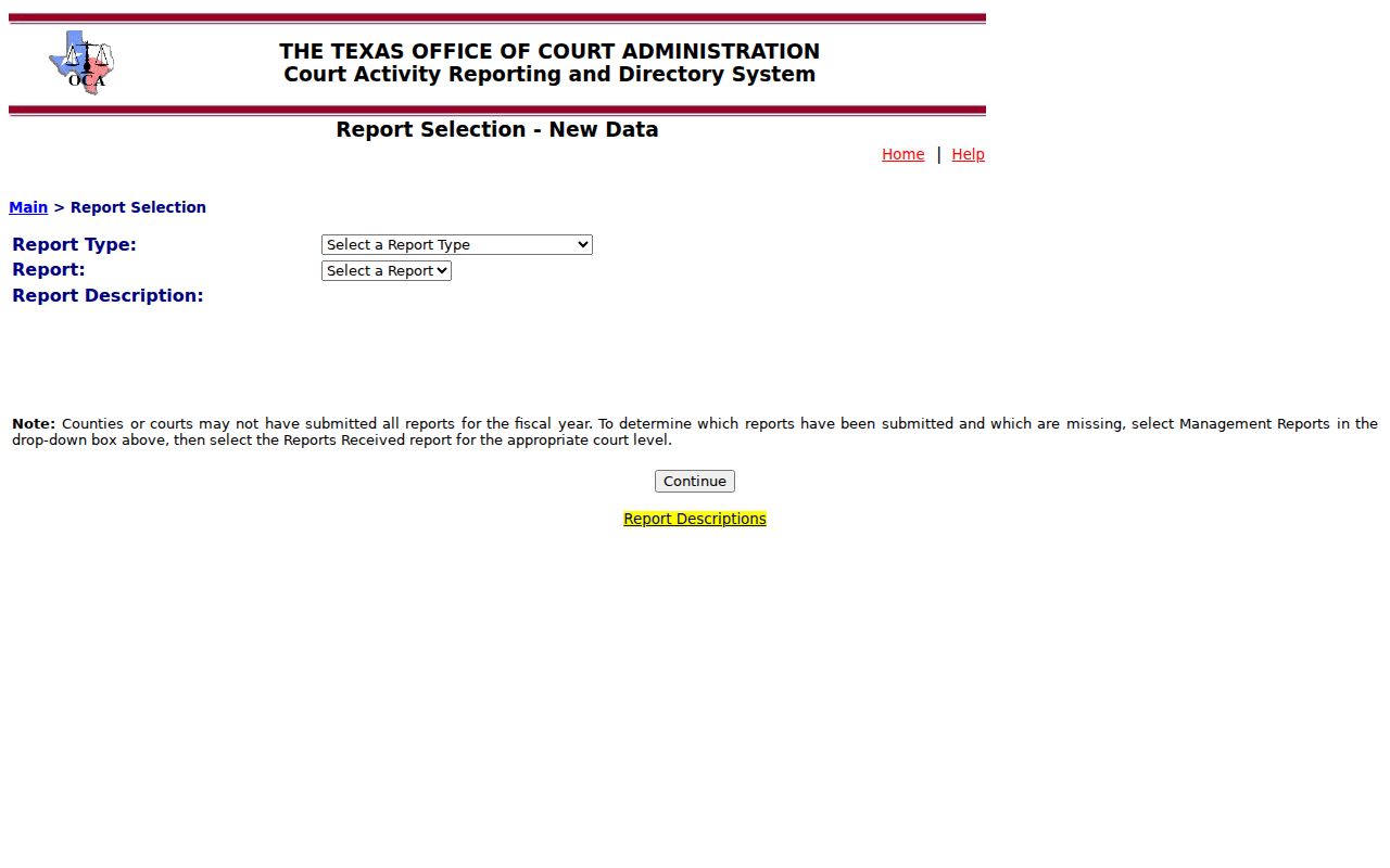Mitchell County court case records OCA report selector