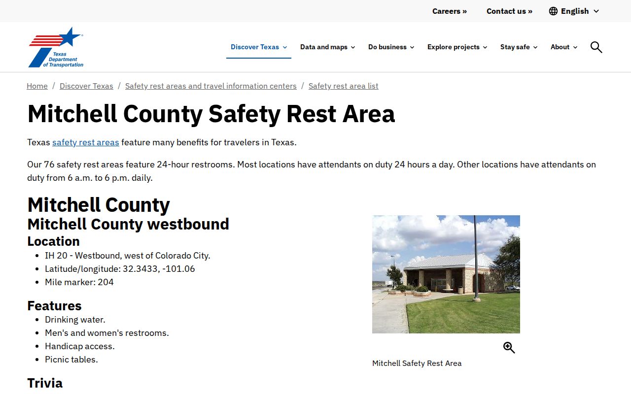 TxDOT Mitchell County information page providing local place context